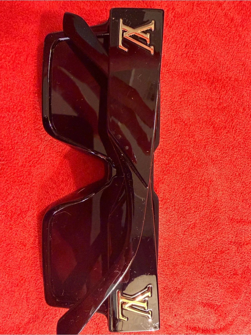 Louis Vuitton Black Shield Sunglasses with Gold Emblem